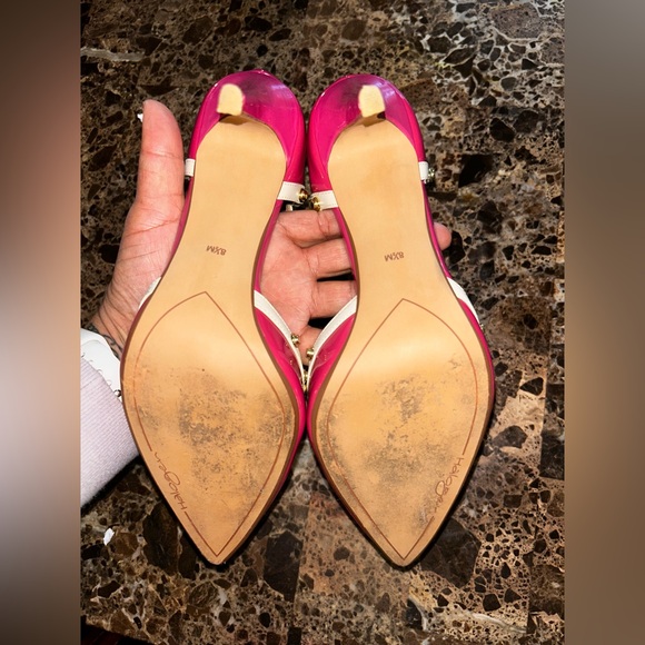 Halogen Pink and Cream Heels with Gold Accents - Picture 6 of 11